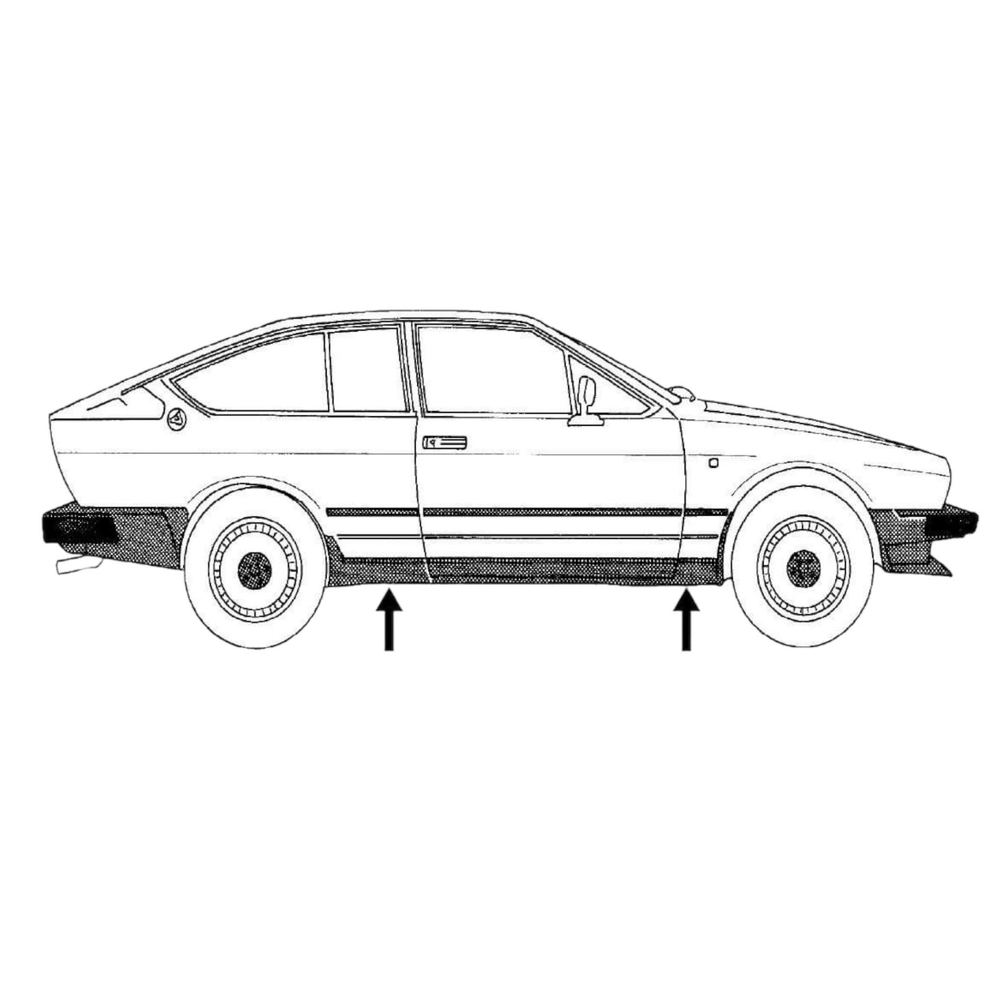 60701963 Offside right trim moulding for Alfa Romeo GTV 2.0 and GTV6 2.5