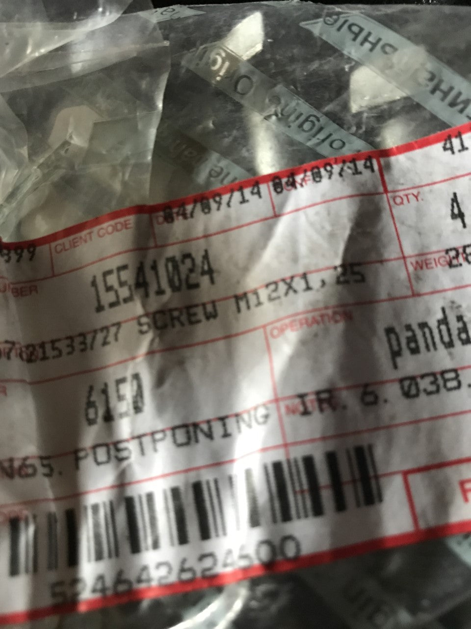 15541024 gearbox screw
