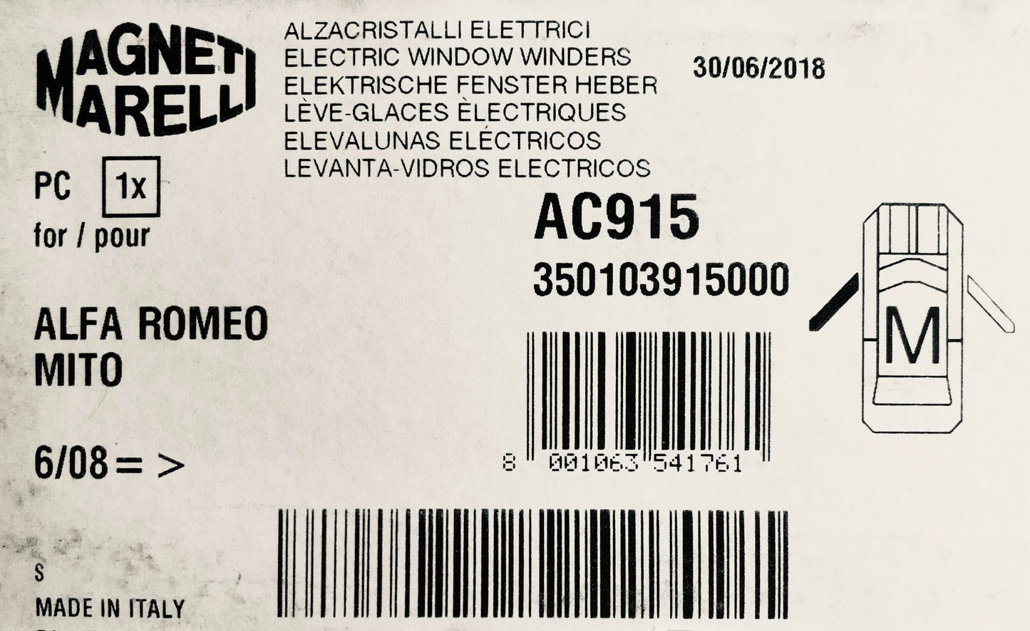 50520951 Nearside window regulator for Alfa Romeo MiTo