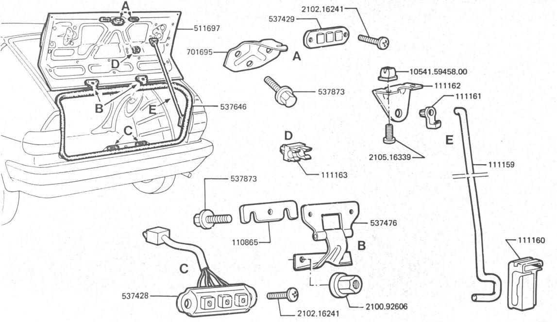 537476 Rear boot hinge for Alfa Romeo Alfasud