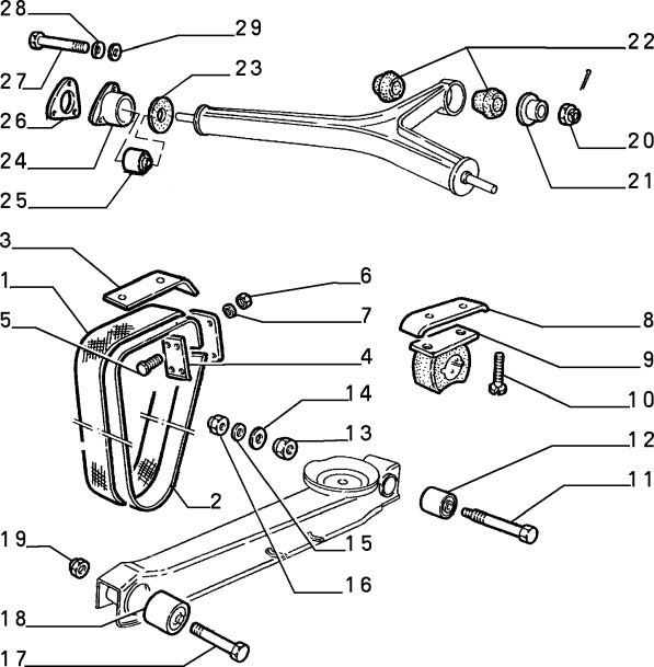 60516929 90-93 Spider rear suspension trailing arm silent block silientbloc