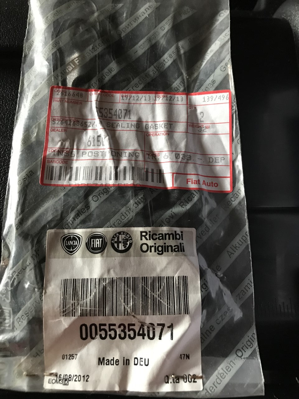 55354071 Lubrification sealing gasket