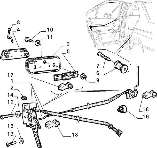 60780069 Nearside rear door lock mechanism for Alfa Romeo 164