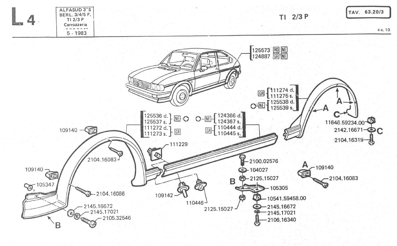 124367 Left nearside sill trim piece for Alfa Romeo Alfasud ti