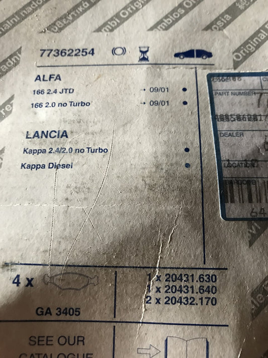 77362254 Brake pad set - front