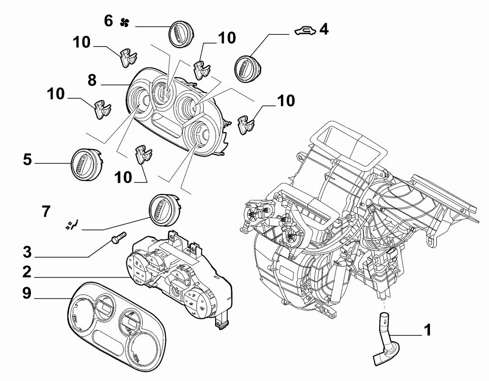 51827544 Trim clip pack of 5 for Fiat 500, Abarth and Lancia Ypsion