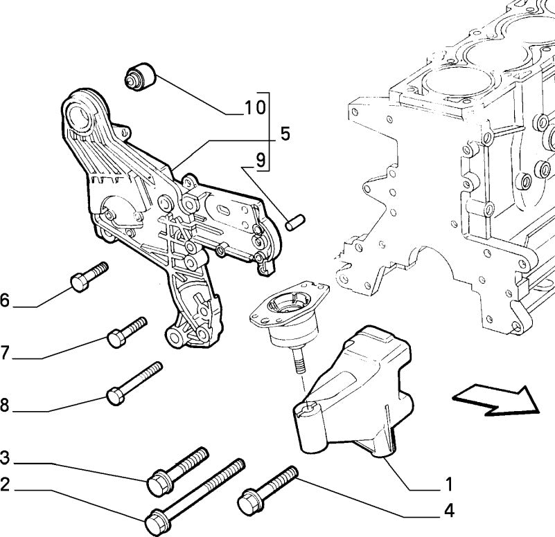 60673425 M10x130  Engine mount/suspension bolt for Alfa Romeo 147, 156, GT and 916 GTV/Spider