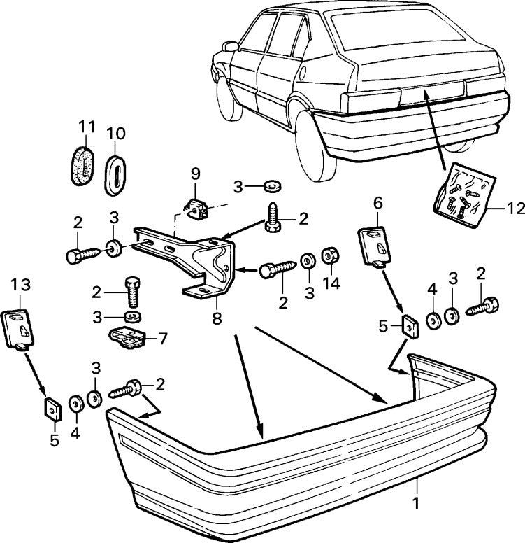 60503354 Nearside/left rear bumper bracket for Alfa Romeo 33 84-89