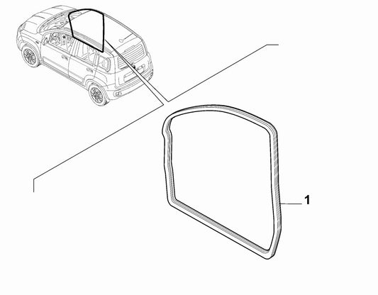 51930236 Front offside right door rubber surround for Fiat Panda 2012-on