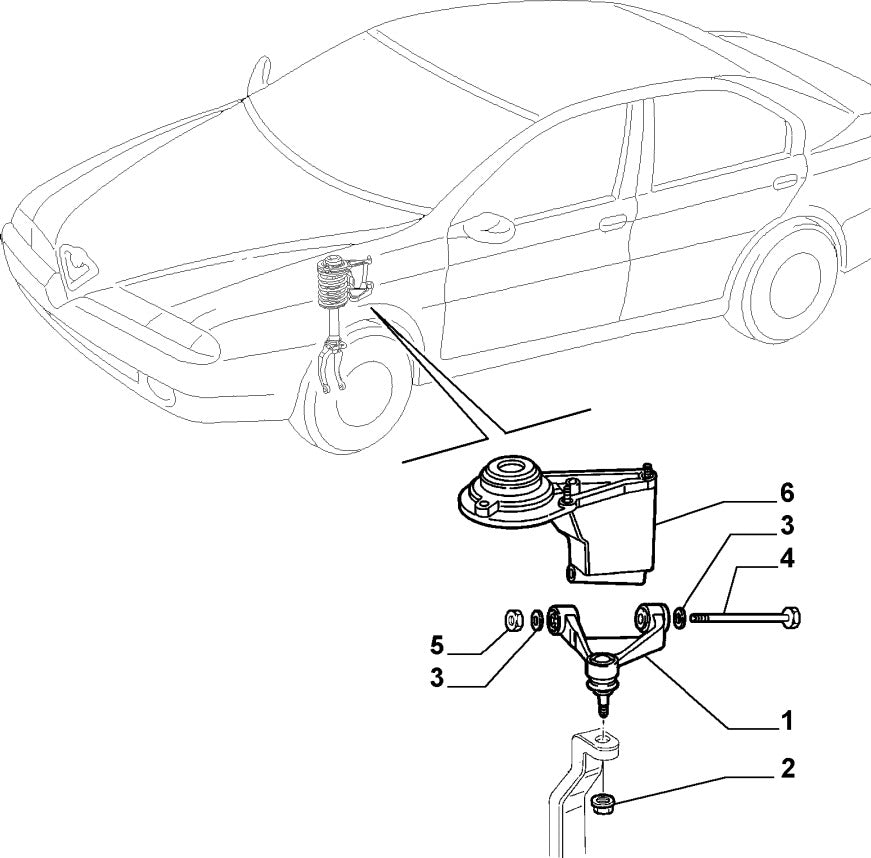 60666021 Nearside front top swinging arm for Alfa Romeo 166