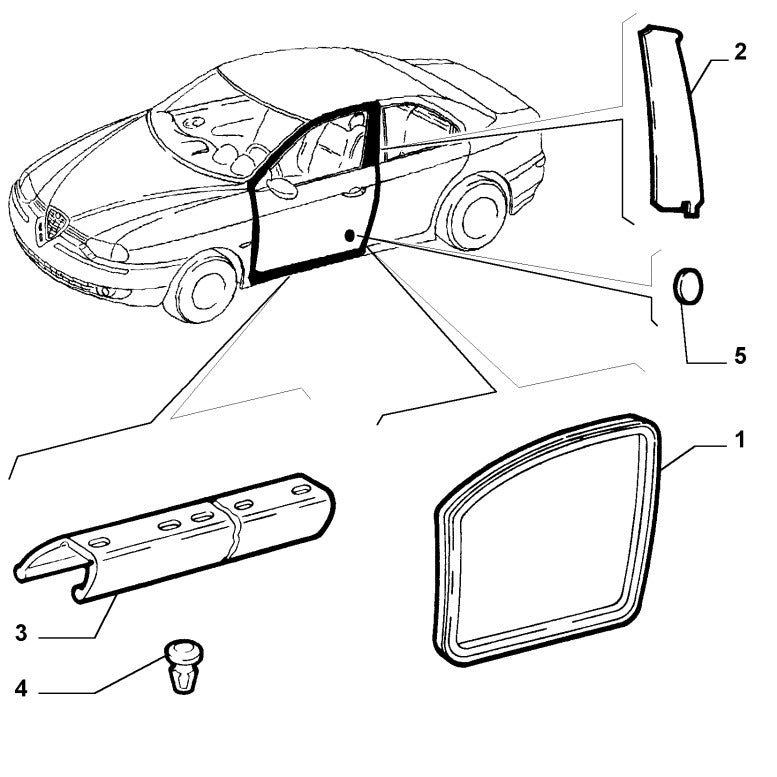 60653422 Front offside (right) door seal for Alfa Romeo 156