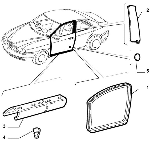 60653422 Front offside (right) door seal for Alfa Romeo 156