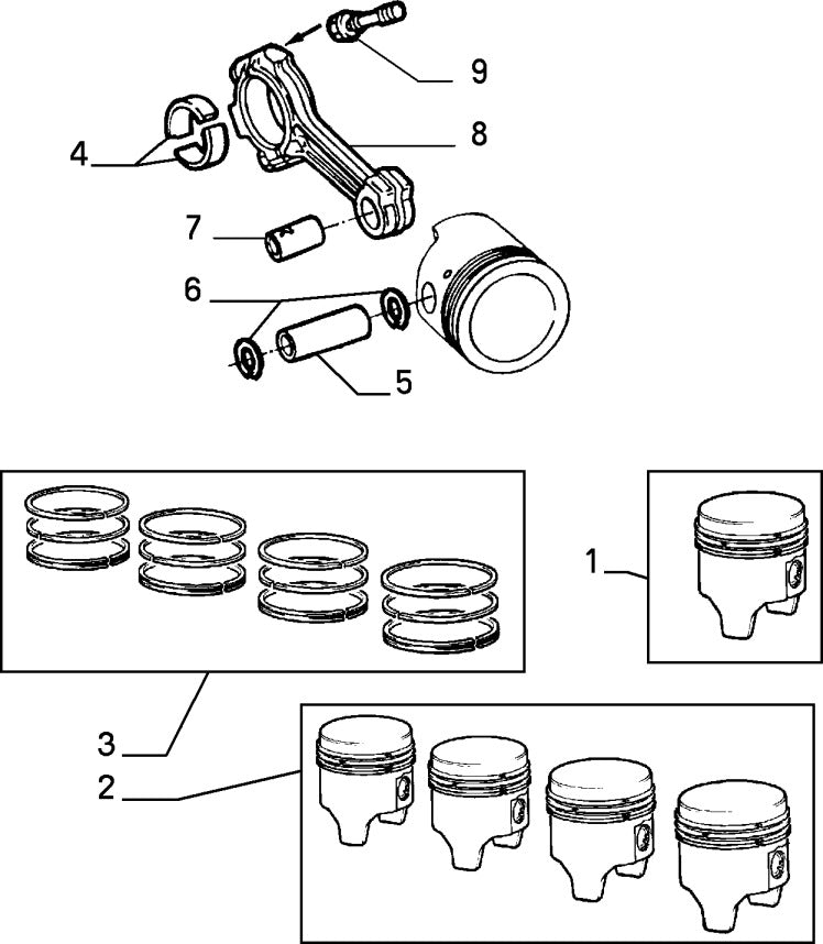 60503668 & 60503149 Piston pin and rings for Alfa Romeo 33, 145, 146