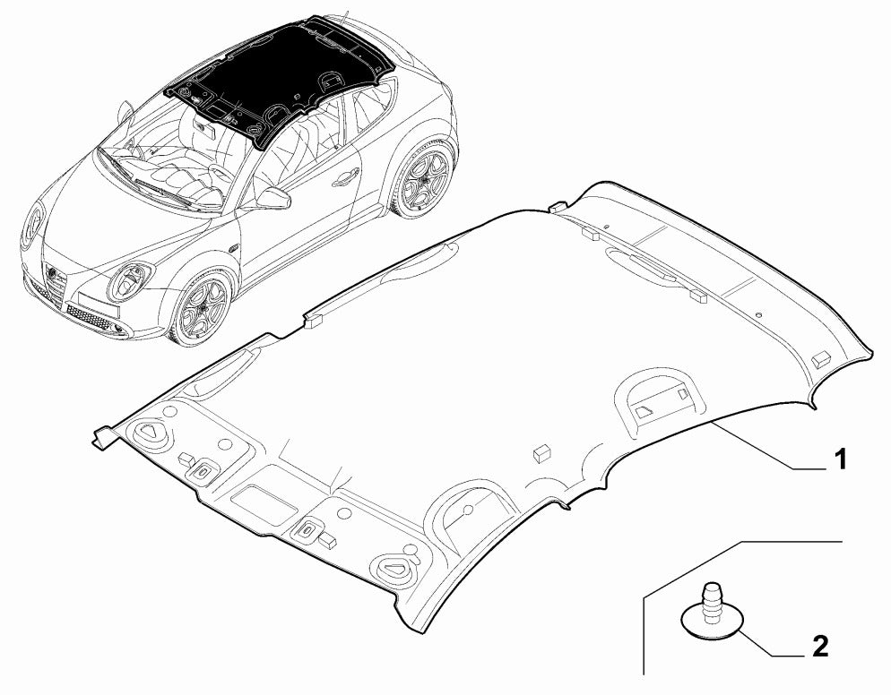 156101794 Head lining in black for Alfa Romeo MiTo