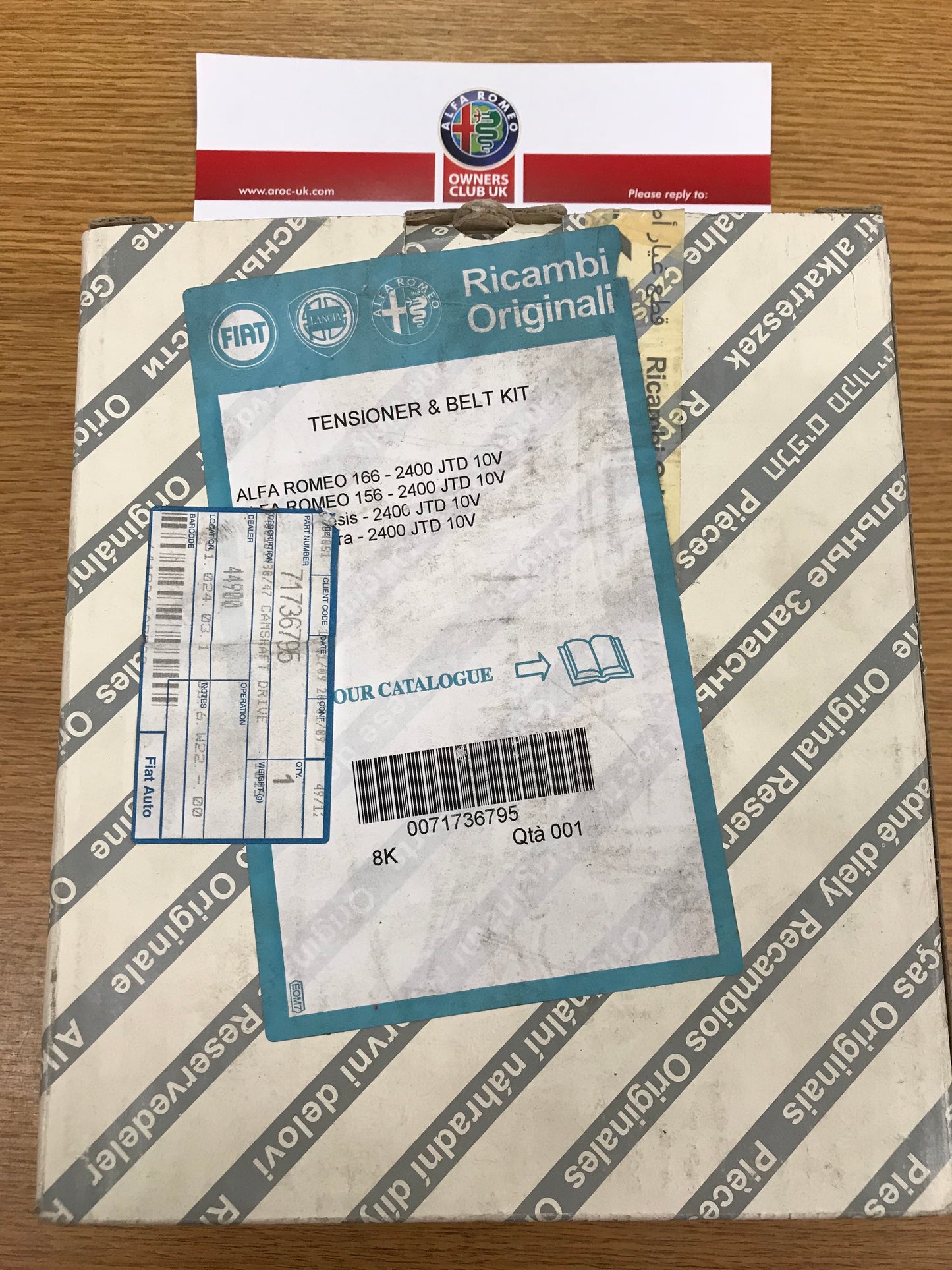 Cambelt kit - 156 2.4 JTD - 71736795