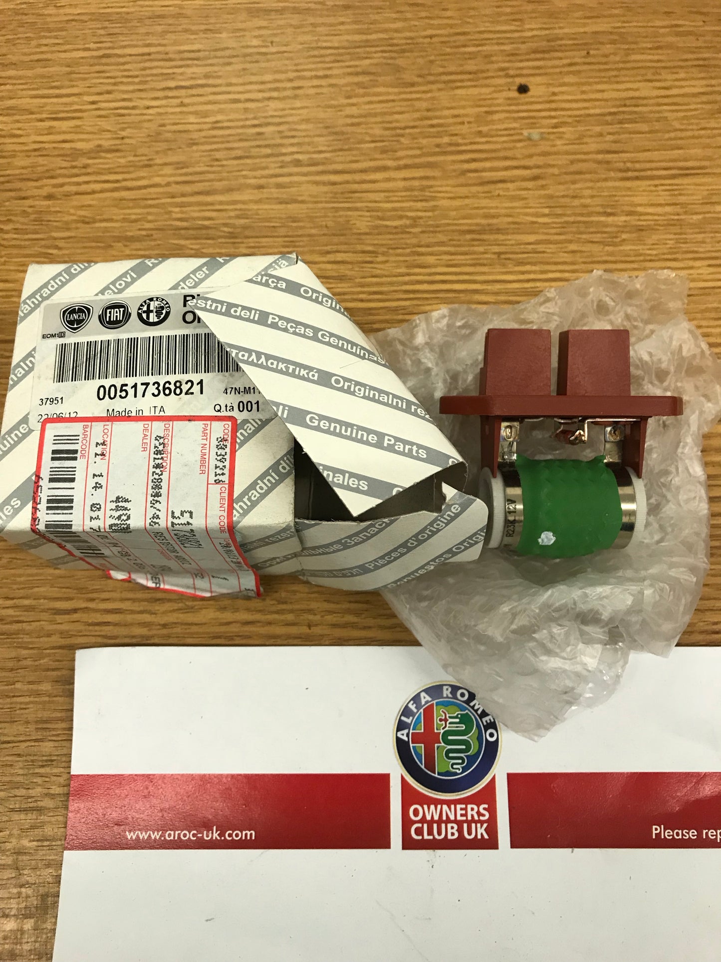 Radiator fan motor resistor - 51736821 - 156 159