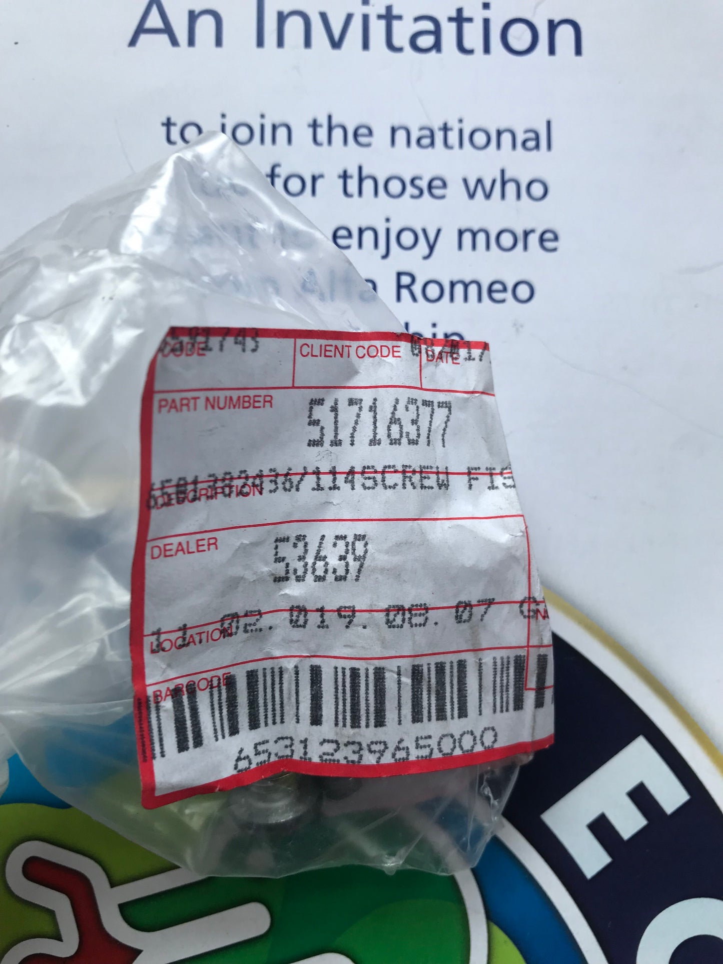 Screw pack of three - 51716377 - 145 146 156 159 Brera Spider 166