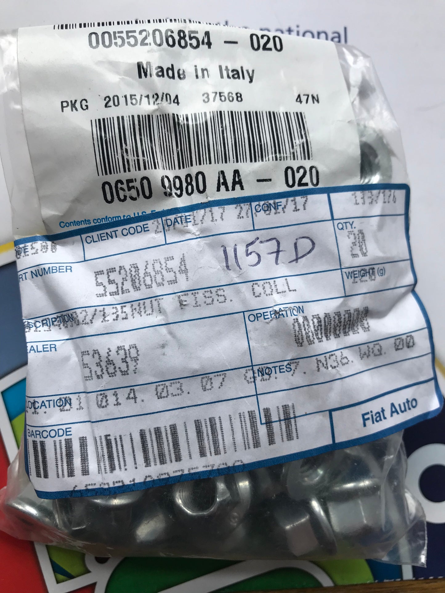 Nut - exhaust manifold - 55206854 - 147 GT 159 Brera Spider 166 4C MiTo Giulietta *price is for one*