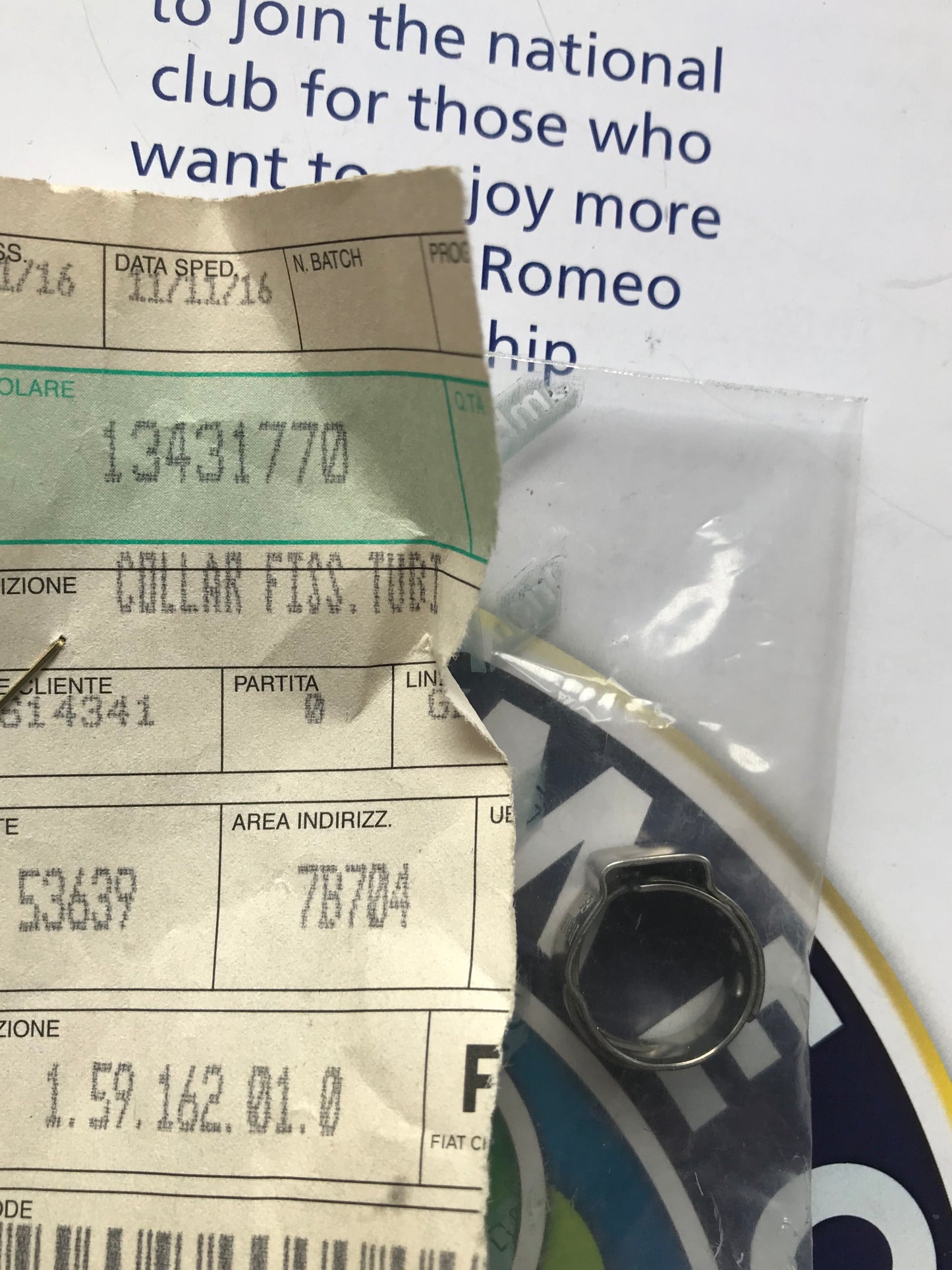 Collar - brake system - 13431770 - 155 156 Giulietta