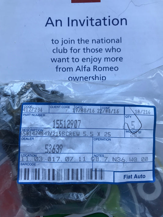 Screw - outer trim - 15512907 - 145 146 155 GTV Spider *price is for one*