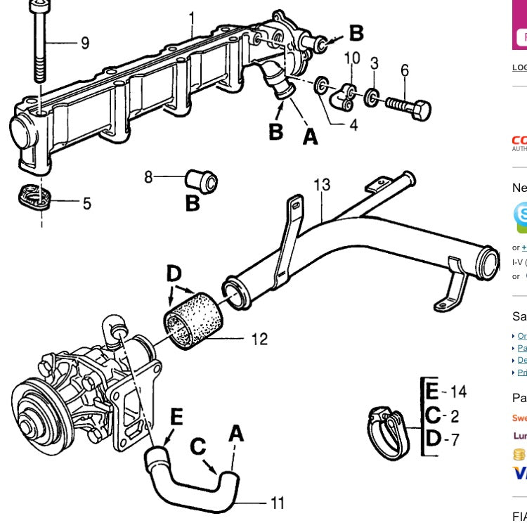 Water pump lines seal/gasket - *price is for 1* - 33/75/155/164/166/GTV & Spider