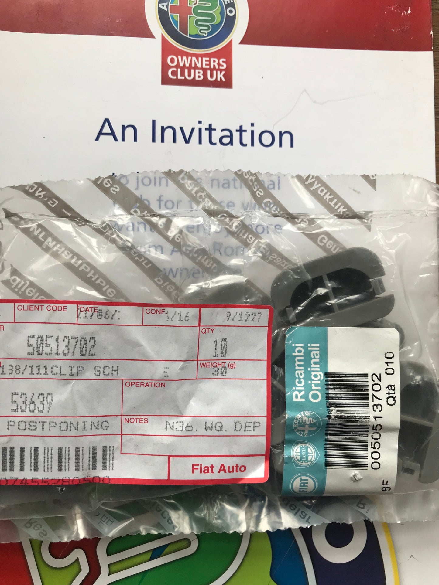 Seat clip - rear 50513702 - 159 2008-2010 *price is for one*