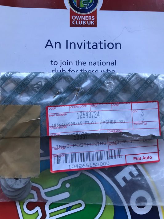 Flat washer - boot - pack of five - 12643724 - 145 146 147 156 159 166 GT 4C Spider Giulietta