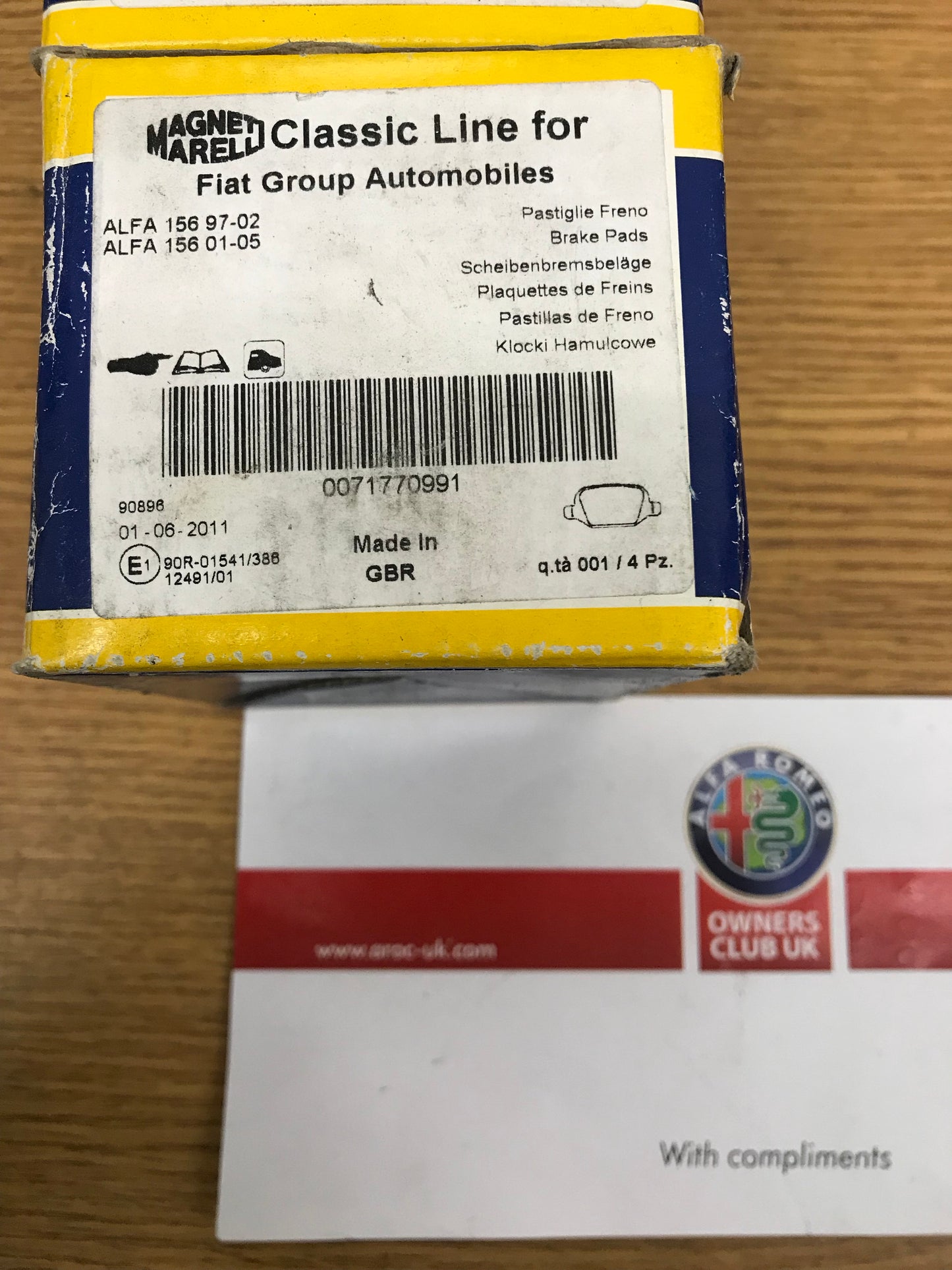 Brake Pad Set - rear - 156 - 71770991