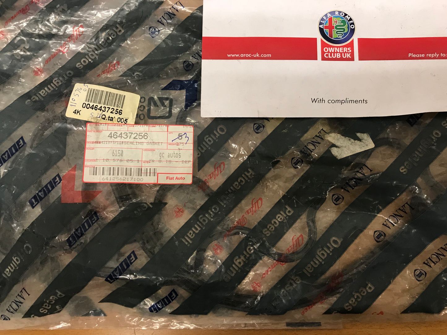 Crankcase & cylinder head sealing gasket - 156 & 166 2.4 JTD - 46437256 - *price is for one*