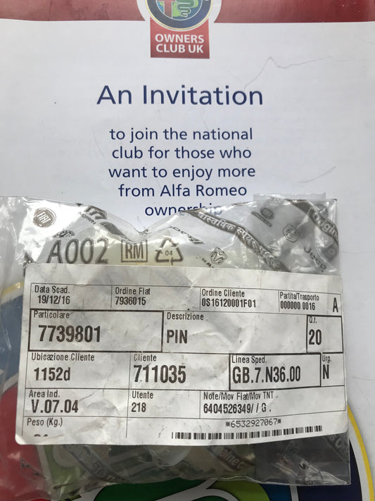 Pin - tailgate - 7739801 - 145 146 147 155 156 166 GT GTV Spider *price is for one*