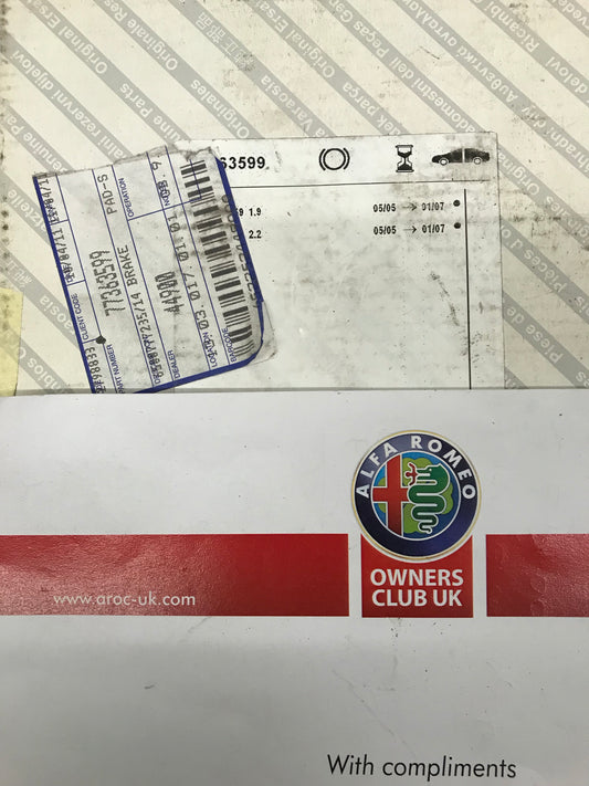 Brake pad set - front - 159/Brera/Spider - 77363599