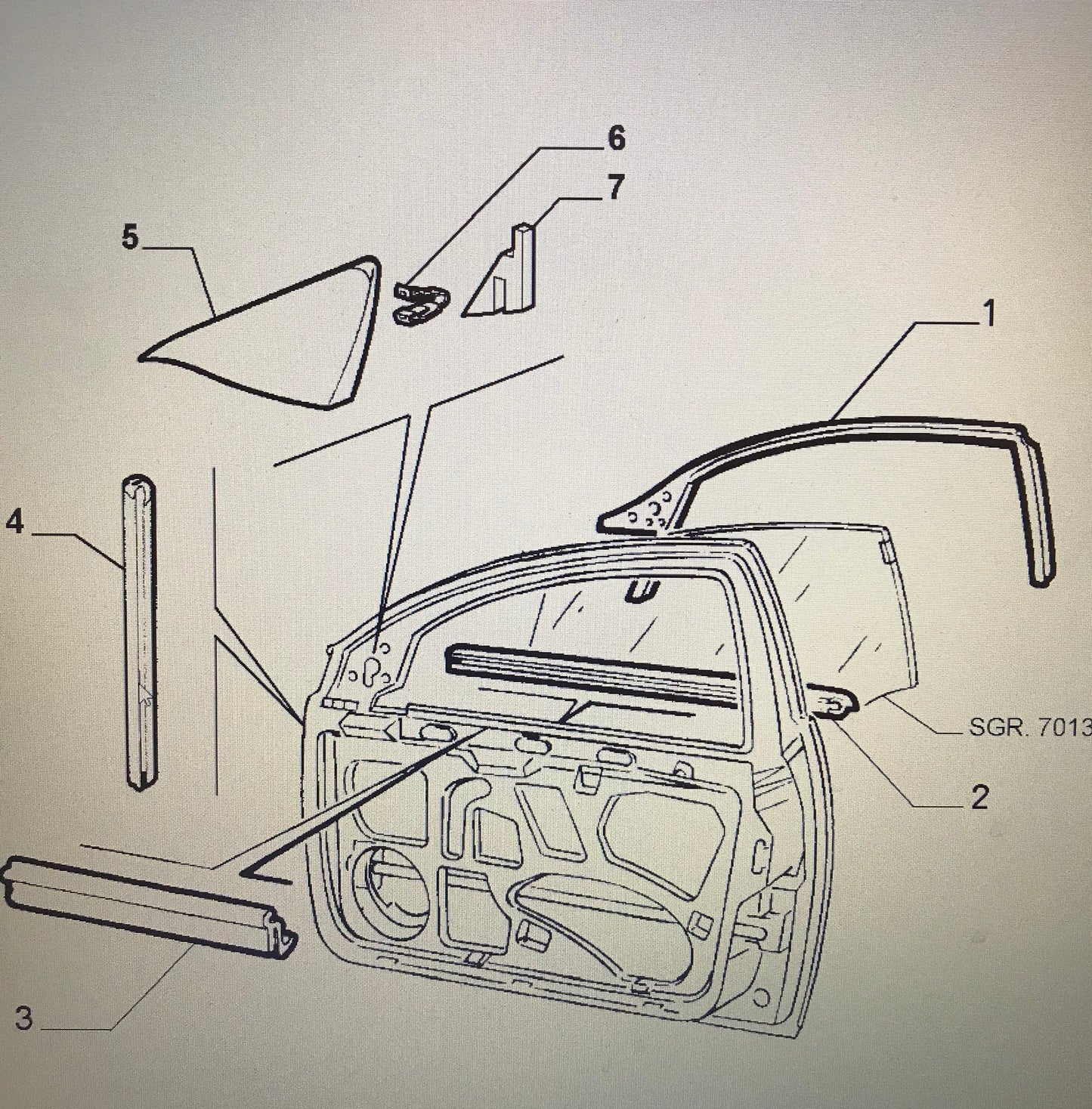 Front doors sealing gasket - 156 1997-2005 - 60630290 no 3 on diagram