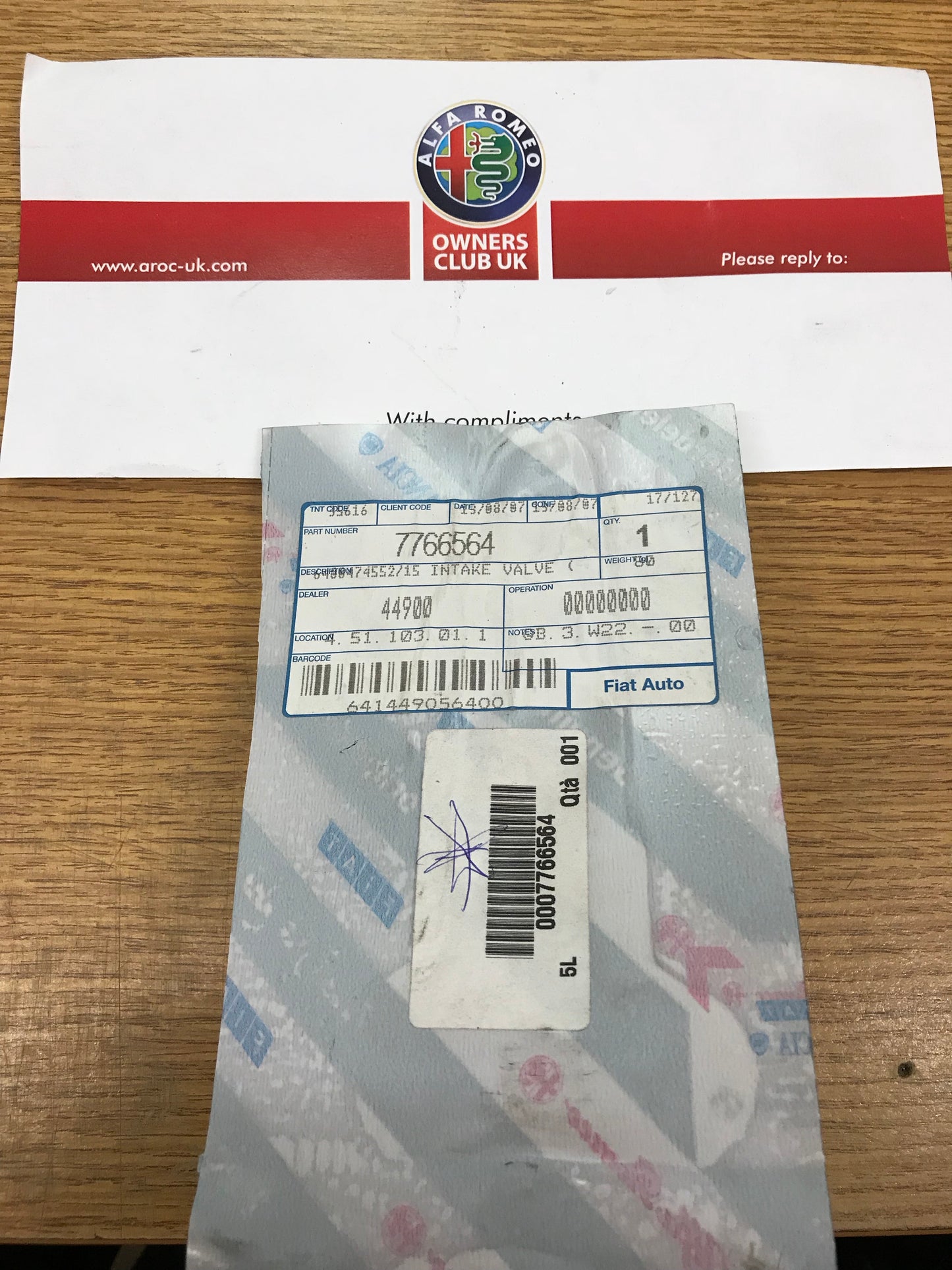 Inlet intake valve - 145/6/7, 155, 156 166, GT, GTV & Spider TS & JTS - 7766564