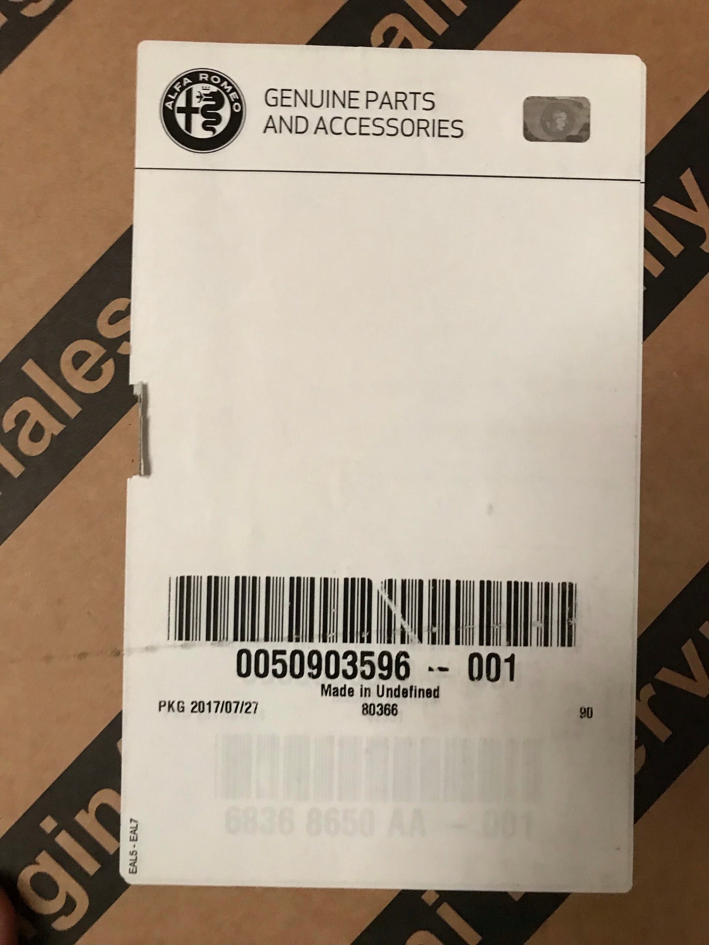 50903596 Longitudinal roof rails for Alfa Romeo Stelvio with no sunroof