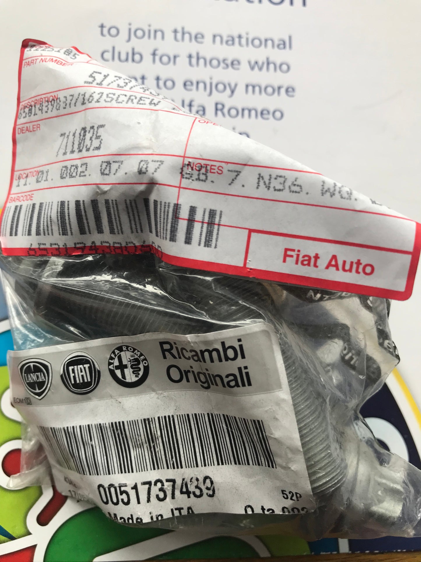 Suspension screw - front - 147 GT 156 - 51737439 *price is for one*