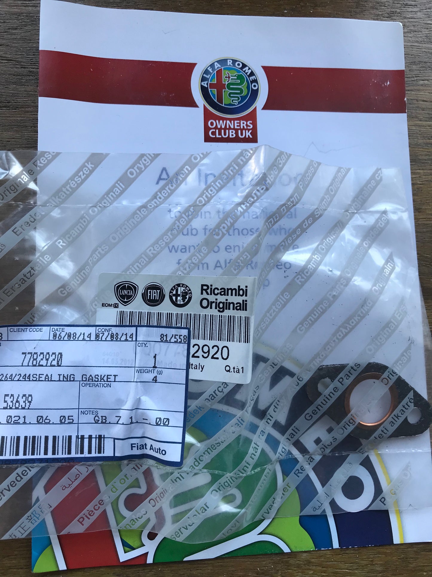 Seal gasket - 7782920 - 145 146 147 156 166 GT