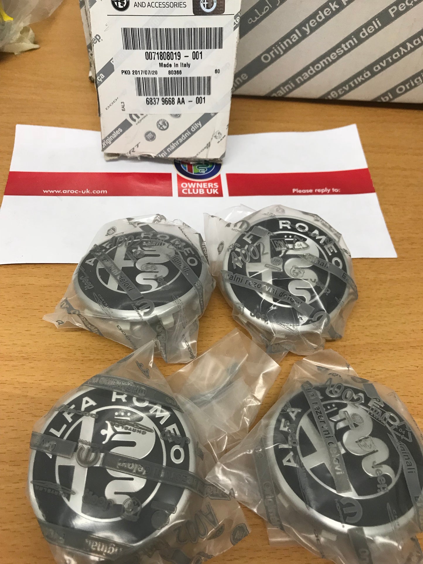 71808019 Wheel centre cap cover set for Alfa Romeo Giulia & Stelvio