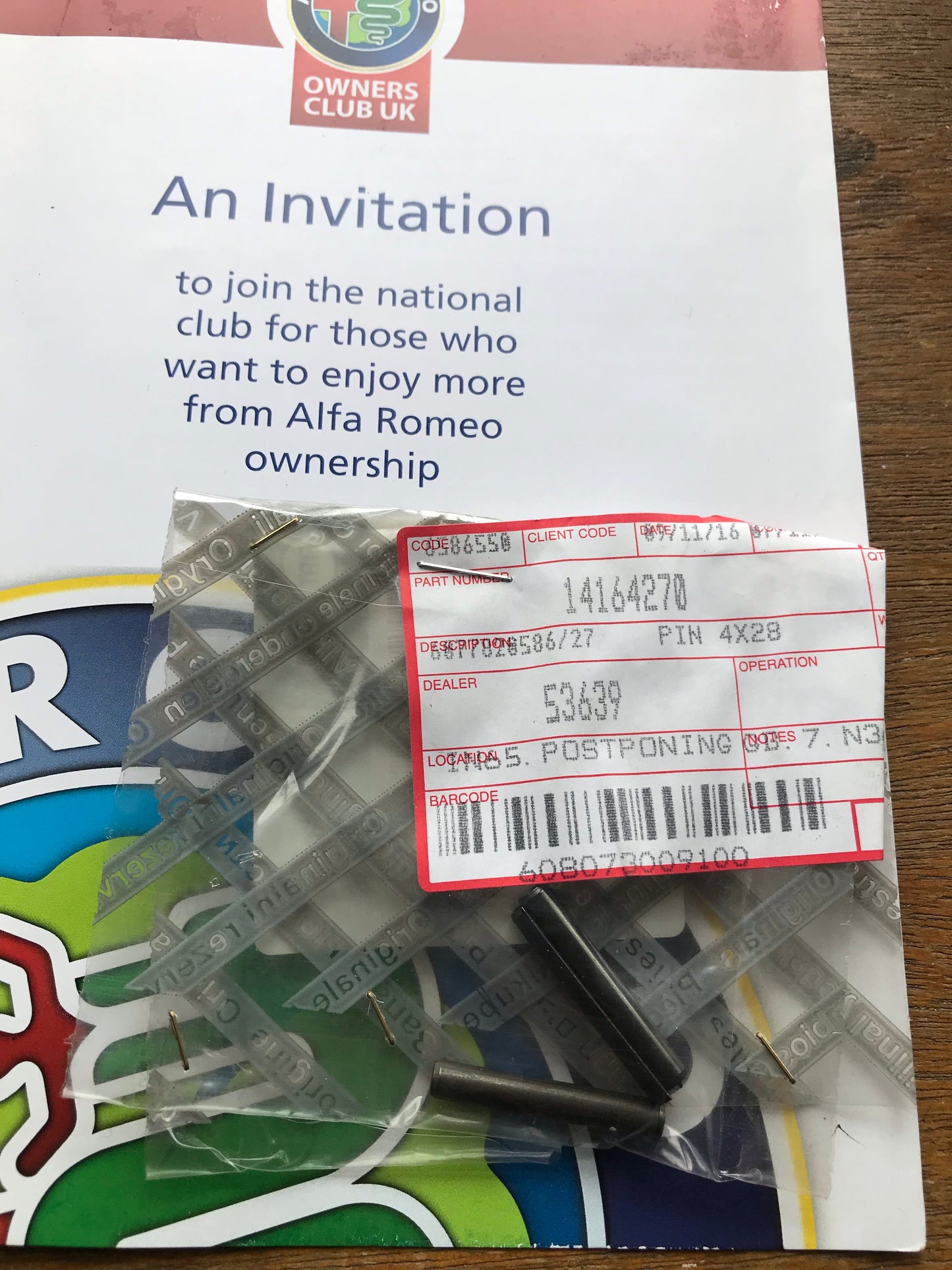 Pin - transmission - 14164270 - 145 146 147 156 166 GT GTV Spider *pack of two*