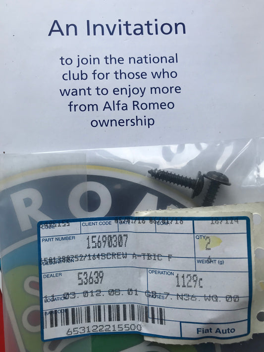 Screw - seat belt - 15690307 - 147 156 159 166 GT GTV Spider *pack of two*