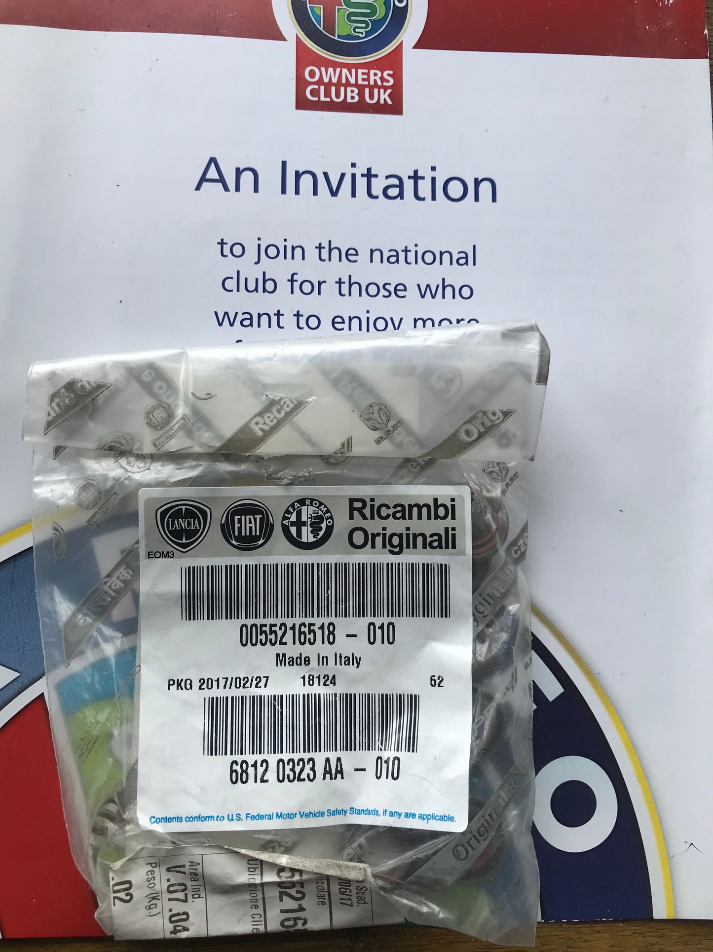 Seal/gasket - clutch - 55216518 - 4C MiTo Giulietta *price is for one*