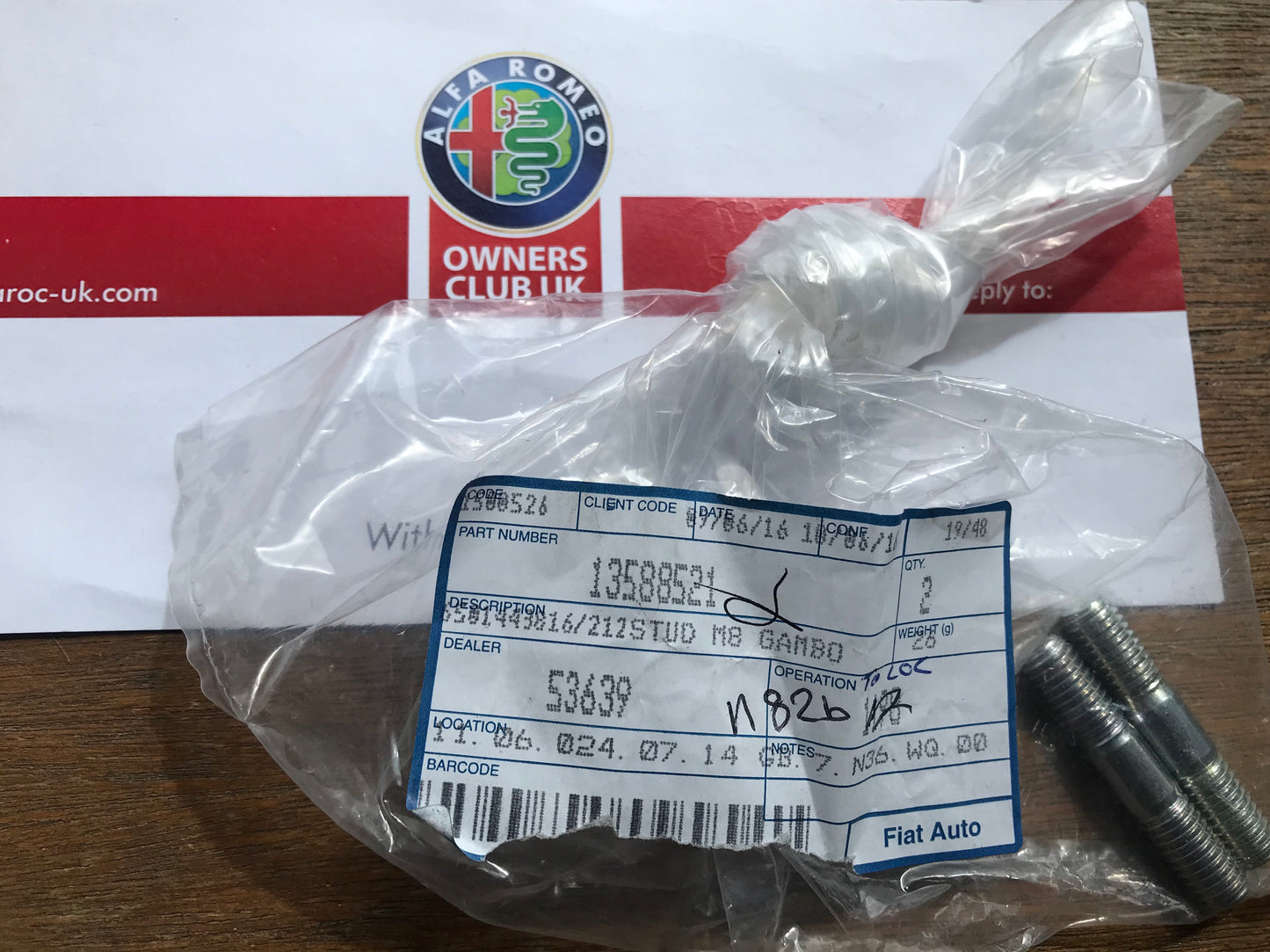 Stud - exhaust - pack of two - 13588521 - 145 146 155 166 GTV MiTo