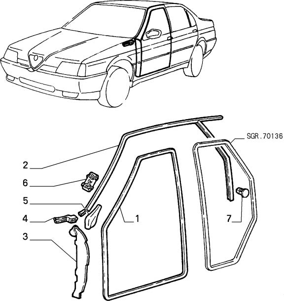 60509725 Left hand door A pillor lower part for Alfa Romeo 164