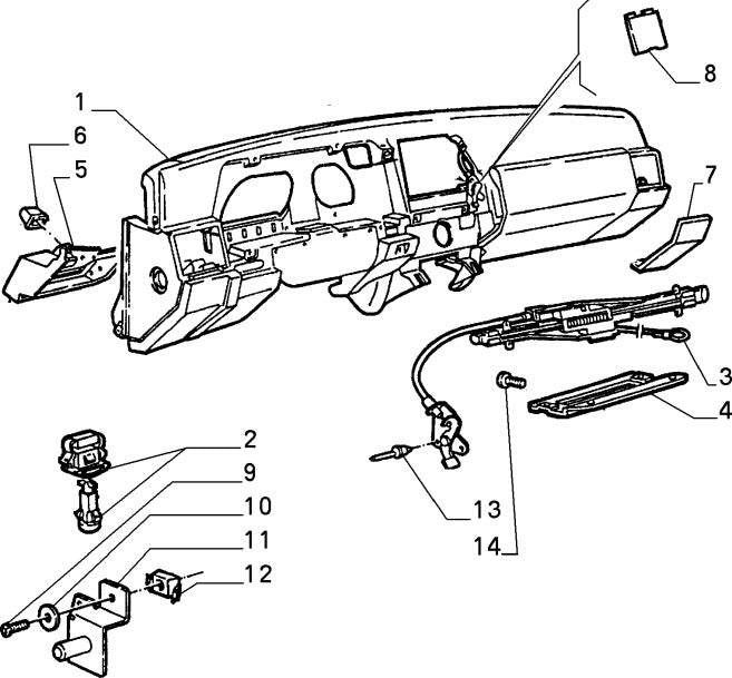 60512025 Glovebox locking mechanism for Alfa Romeo 164