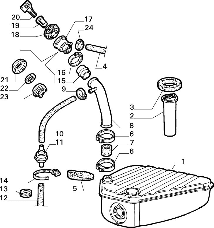 60522477 Fuel line/tank one-way vale for Alfa Romeo 33, 75 and 105 Spider