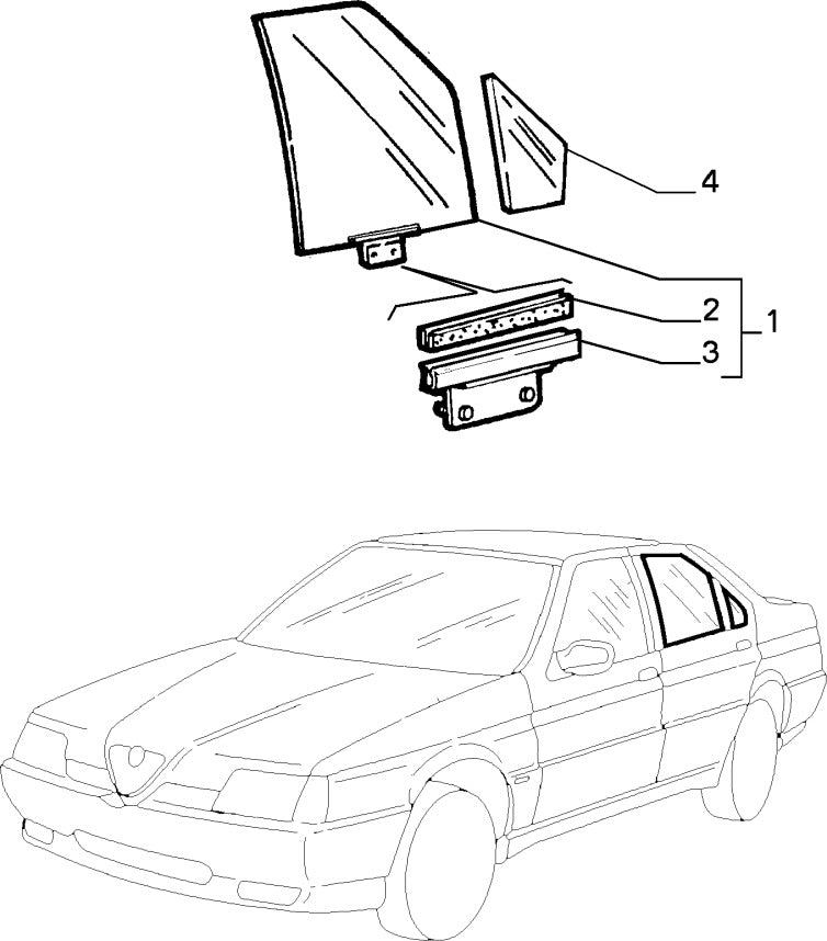 60509738 Rear quarter light offside DX glass for Alfa Romeo 164