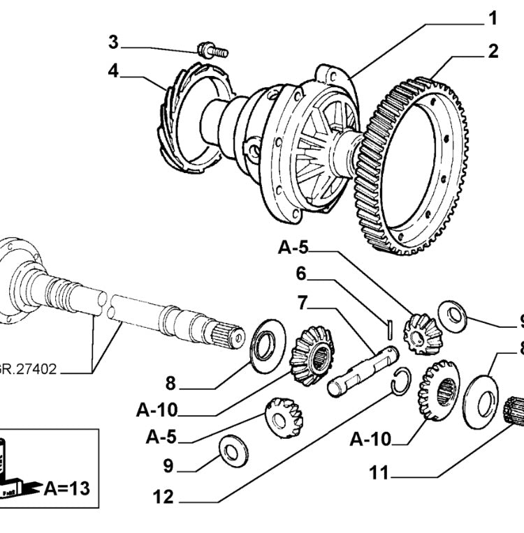 Differential ring gear - 145/6, 147 & 155 (no 2 in diagram) - 55183787